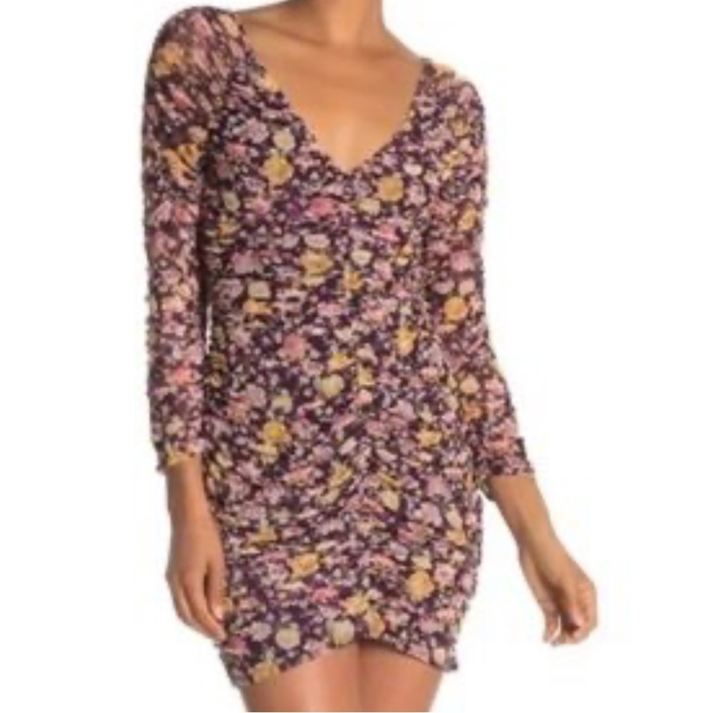 Free Press Ruched Dress Size XXL‎ NWT Sheer Sleeves